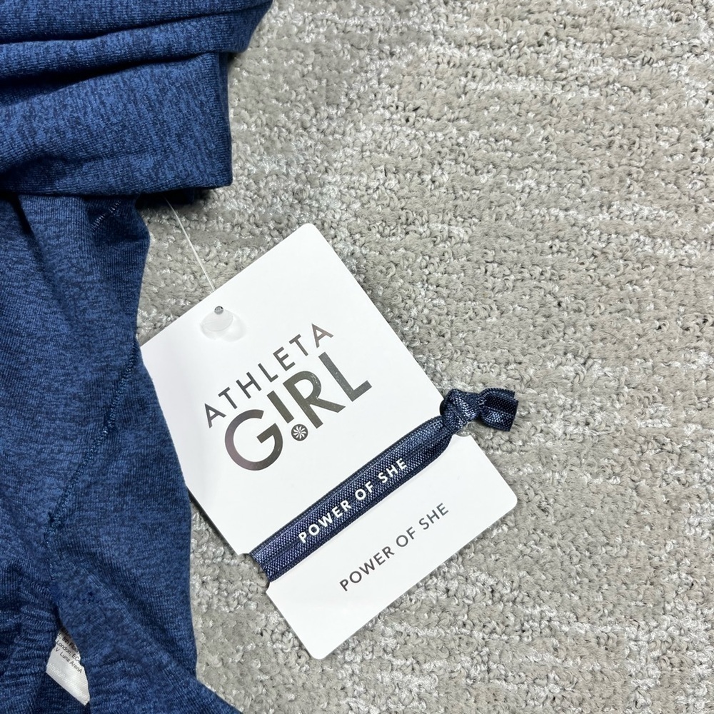 Athleta Girls Downtime Hoodie Crop Soft Hood Nora Heather Blue NWT Sz XL - Picture 5 of 7